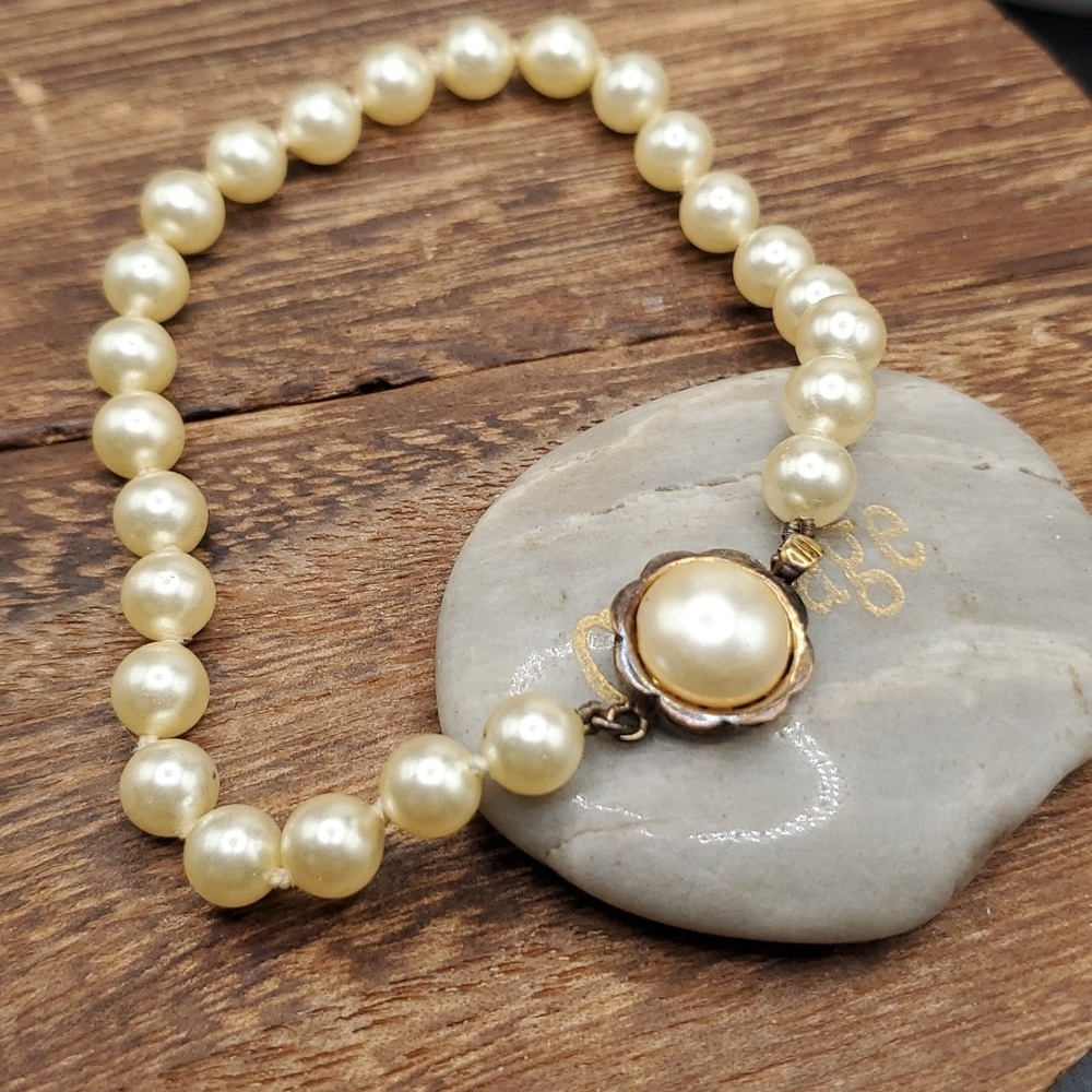 Hand tied‎ pearl bracelet 925 bracelet B2809 antique heirloom